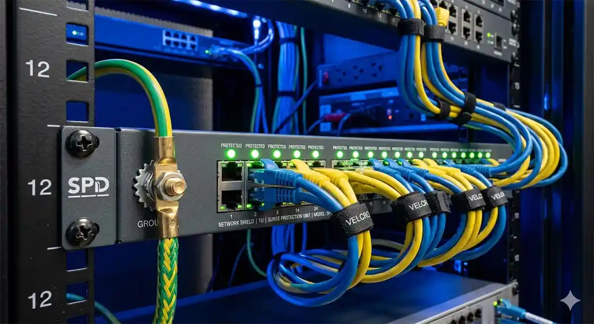 Có Cần Chống Sét Cho Hệ Thống Mạng Không, Hướng dẫn lắp đặt thiết bị chống sét lan truyền (SPD) cho hệ thống mạng LAN và Server trong tủ Rack